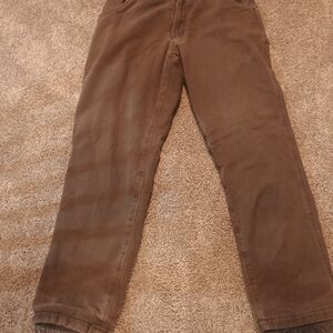 Men's Brown Lined Canvas Pants. Size 36x34